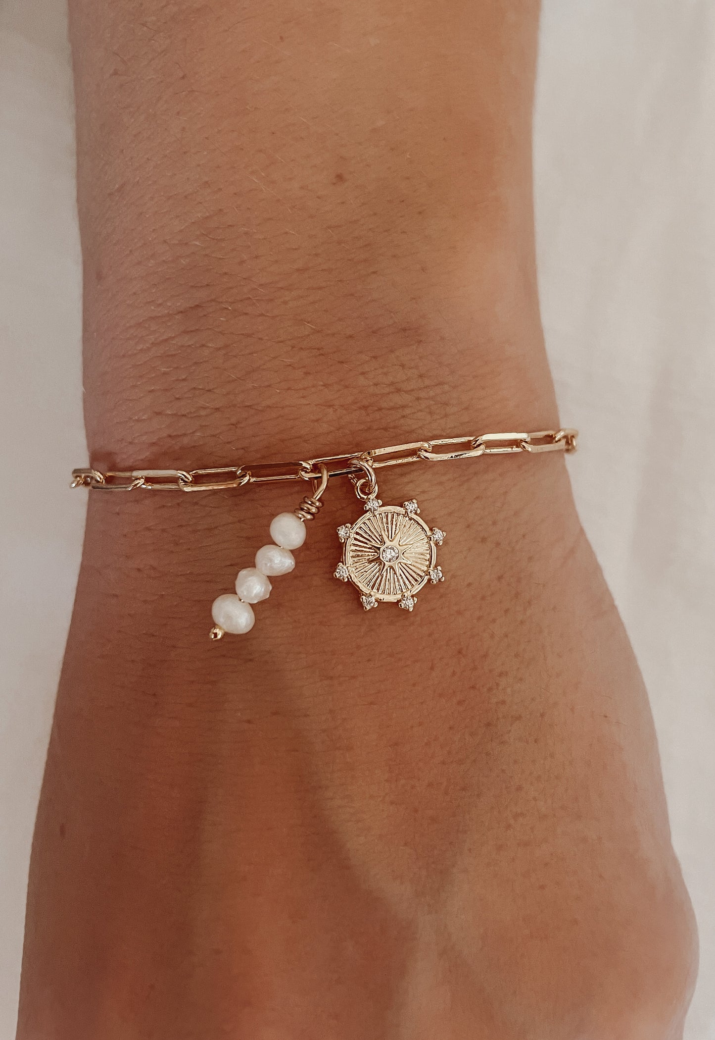Astri - Gold or Silver Plated Pearl Bracelet
