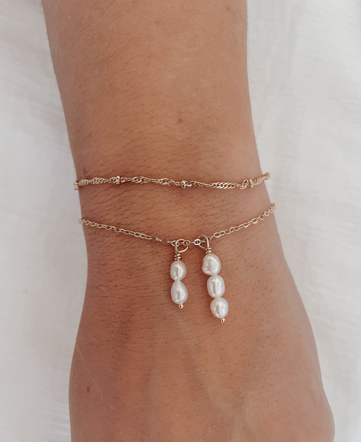 Hannah - Gold or Silver Plated Double Layer Pearl Bracelet