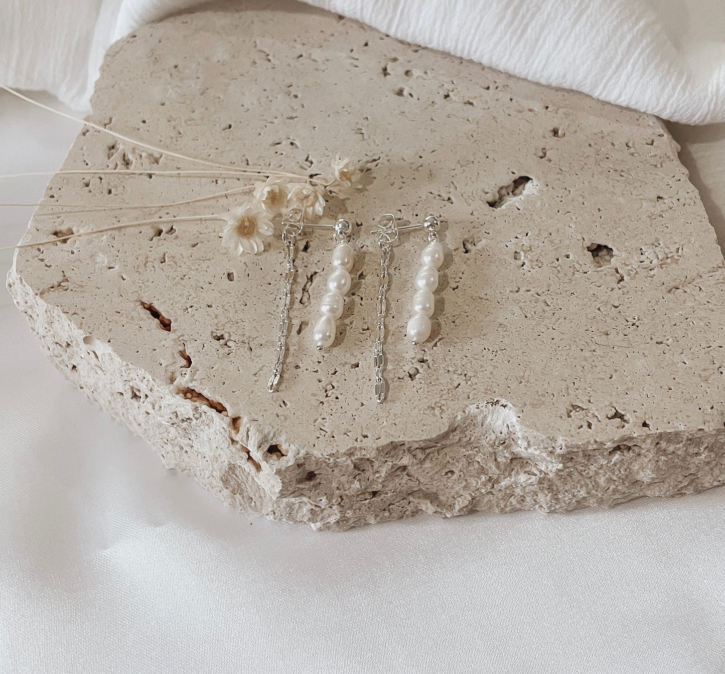 Kai - Gold & Silver Stainless Steel Pearl Drop Earrings