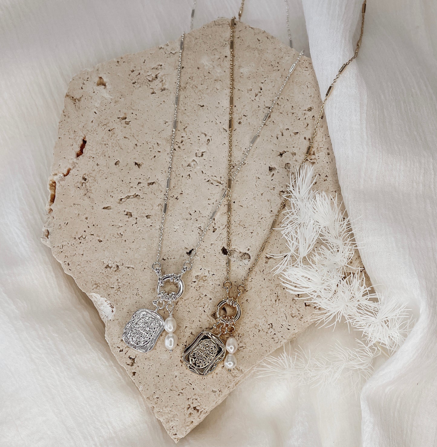 Kalea - Gold or Silver Plated Pearl Necklace