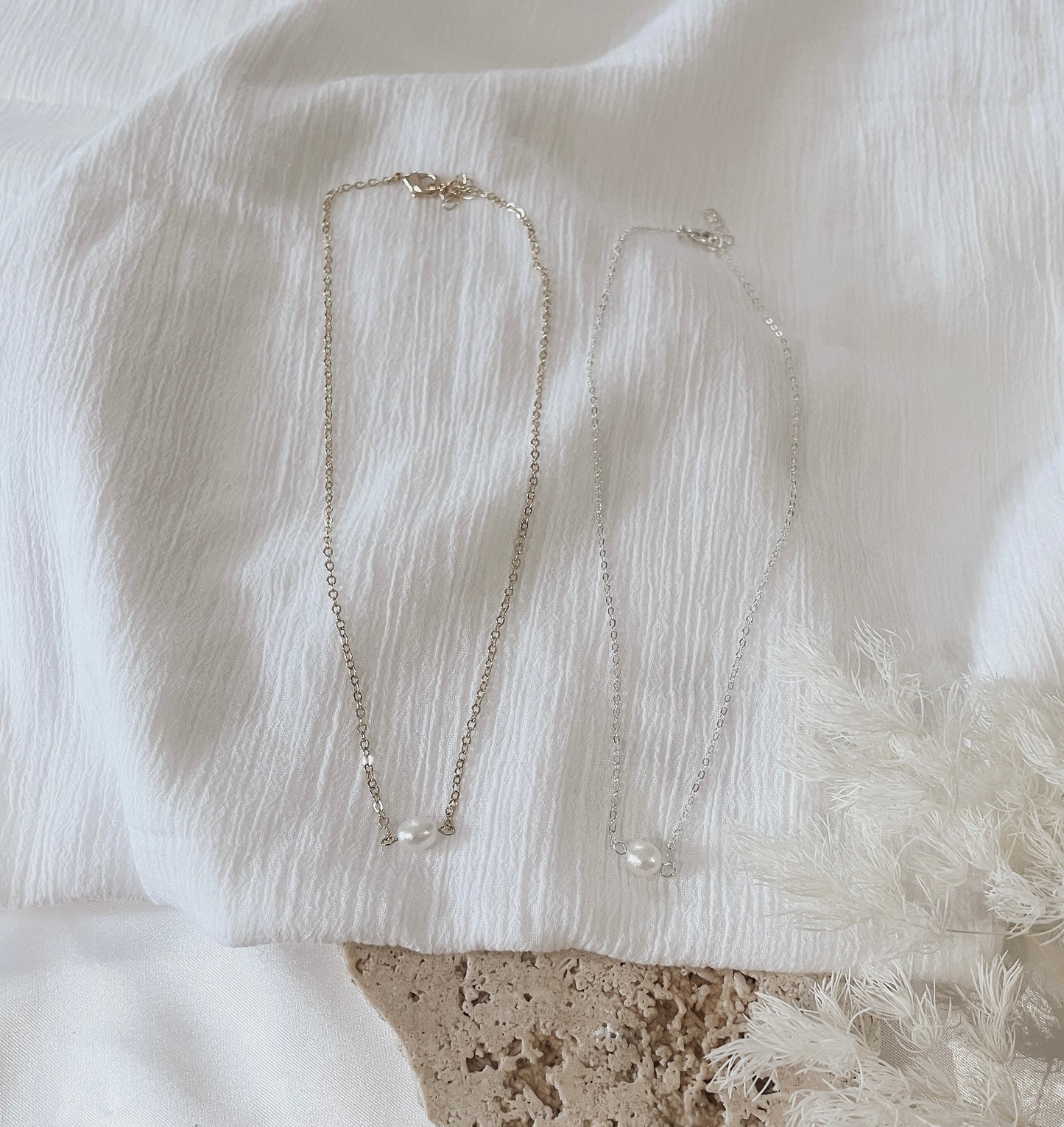 Maia - Gold or Silver Plated Pearl Necklace