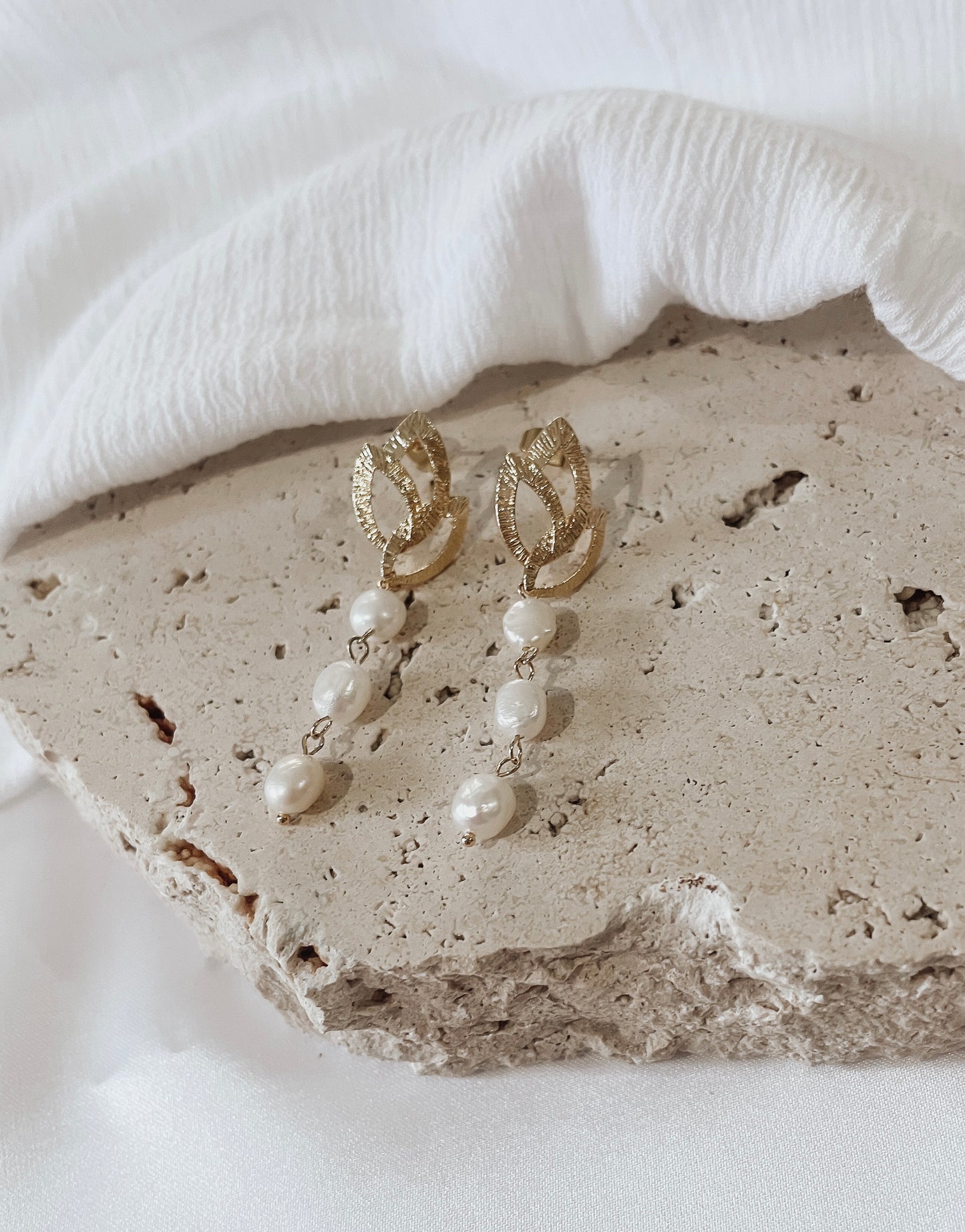 Palila - Gold Plated Pearl Drop Earrings