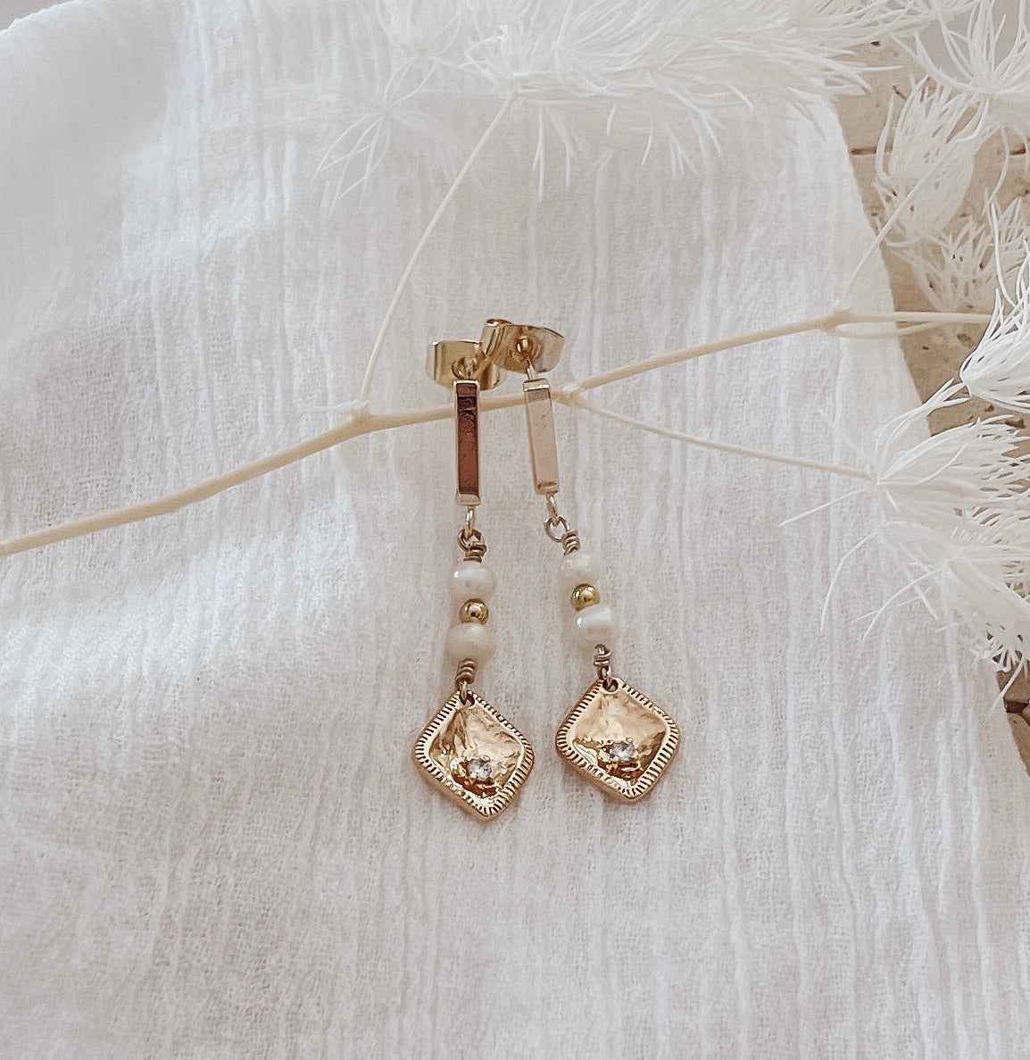 Mona - Gold or Silver Plated Pearl Drop Earrings