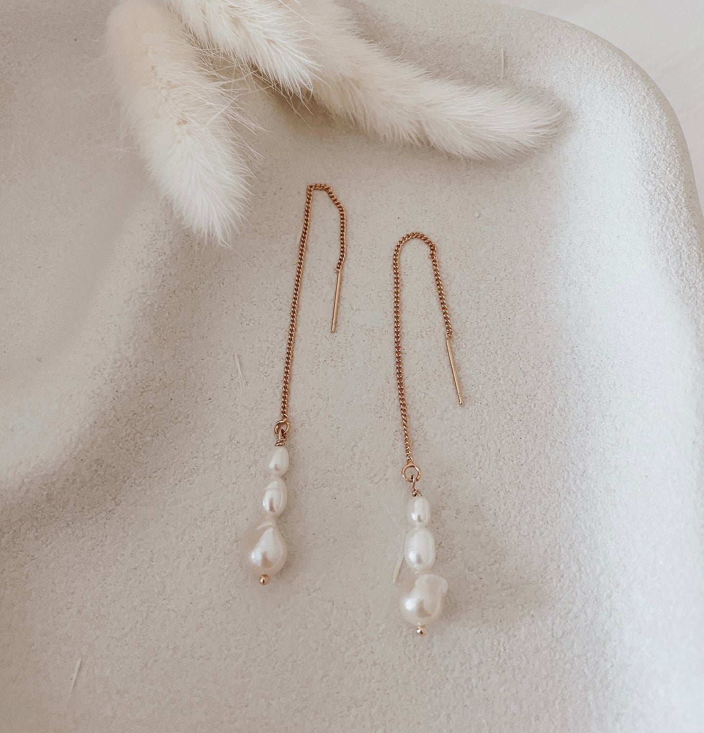 Nalani - Gold Plated Threader Pearl Earrings