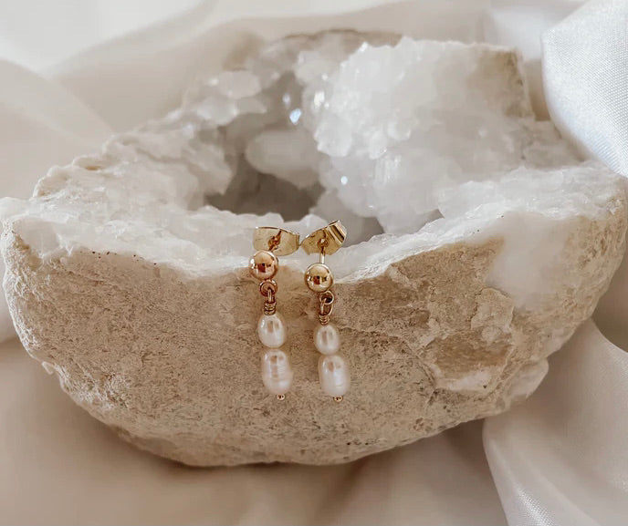 Pippa - Gold or Silver Plated Pearl Earrings