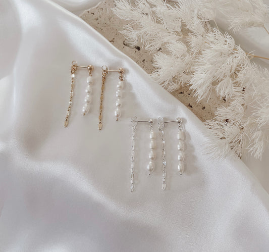 Kai - Gold & Silver Stainless Steel Pearl Drop Earrings