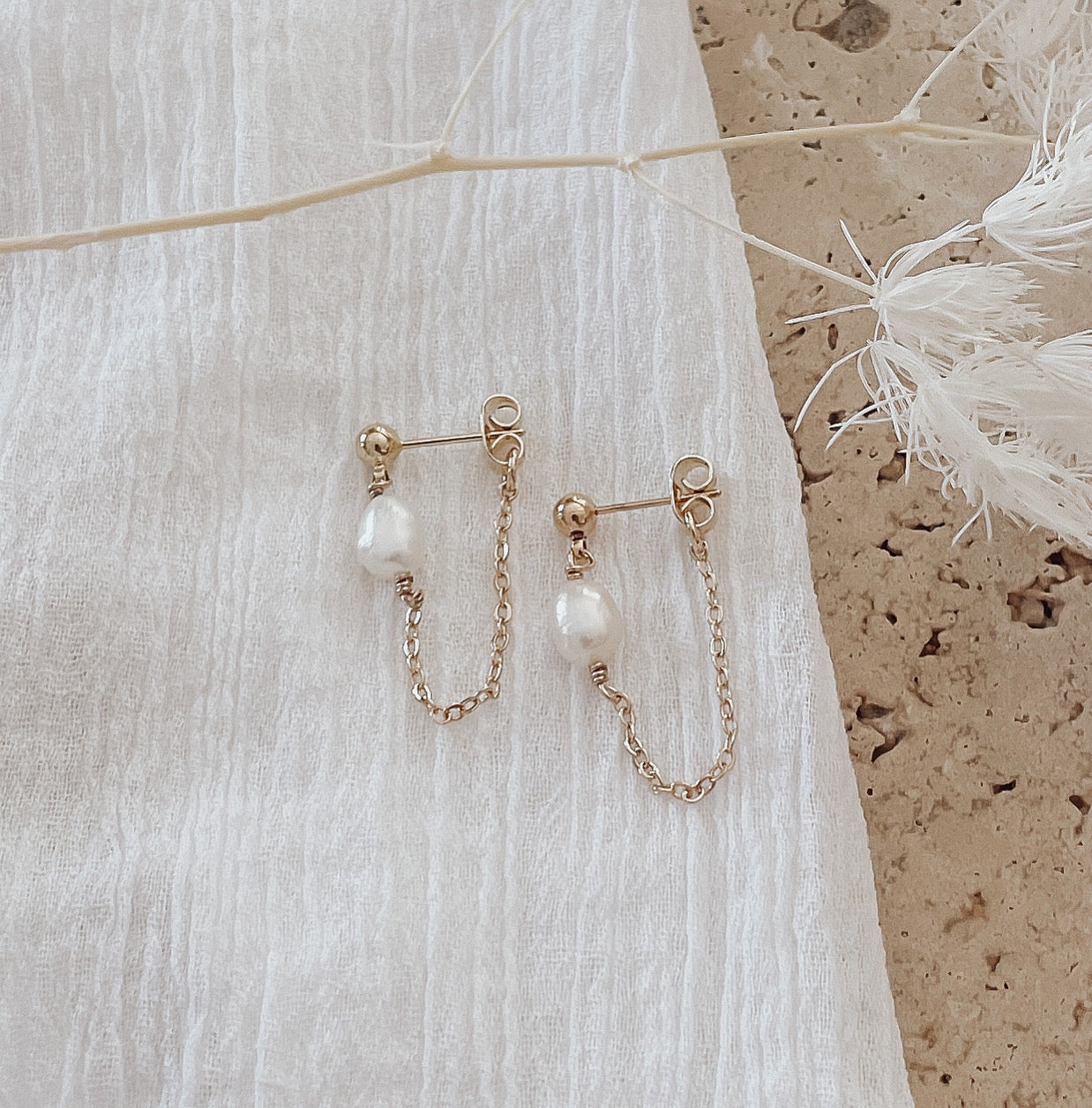 Lala - Gold or Silver Plated Pearl Drop Earrings
