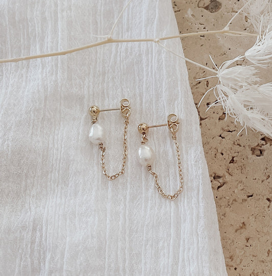 Lala - Gold or Silver Plated Pearl Drop Earrings